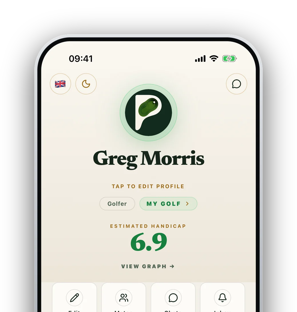 A ParClub profile: estimated handicap 6.9.